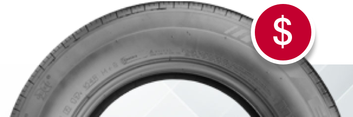 Tire with with dollar icon